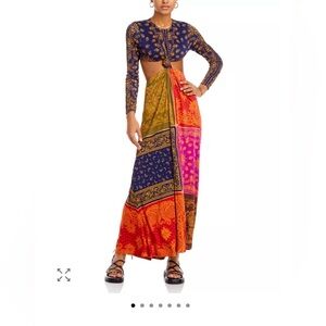 Farm Rio Boho Patchwork Maxi Dress with Paisley Print - Multicolor